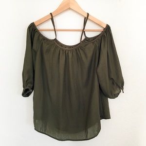 Olive “Off-the-Shoulder” Blouse
